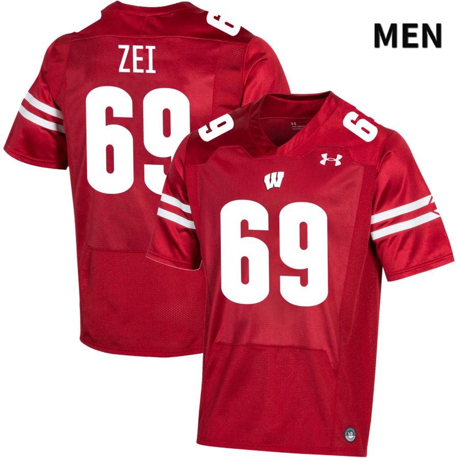 Wisconsin Badgers Men's #69 Zach Zei NCAA Under Armour Authentic Red NIL 2022 College Stitched Football Jersey HI40Y10LV